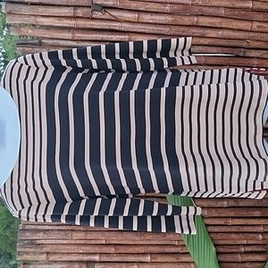 Tommy Hilfiger ladies med. striped blk & bwn. long sleeved shirt **Host Pick!**